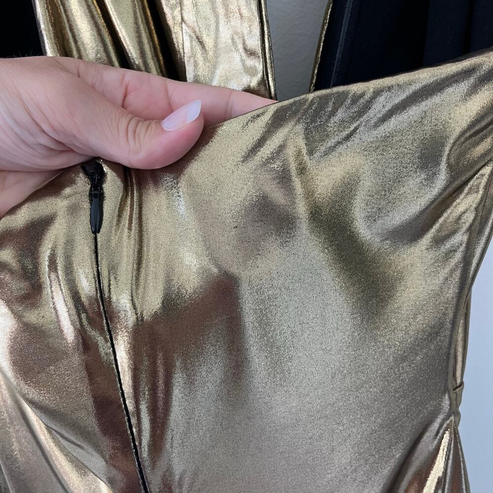 Babyboo Gold Halter Cowl Neck Fallon Stretch Mini Dress Size Medium - Picture 8 of 14
